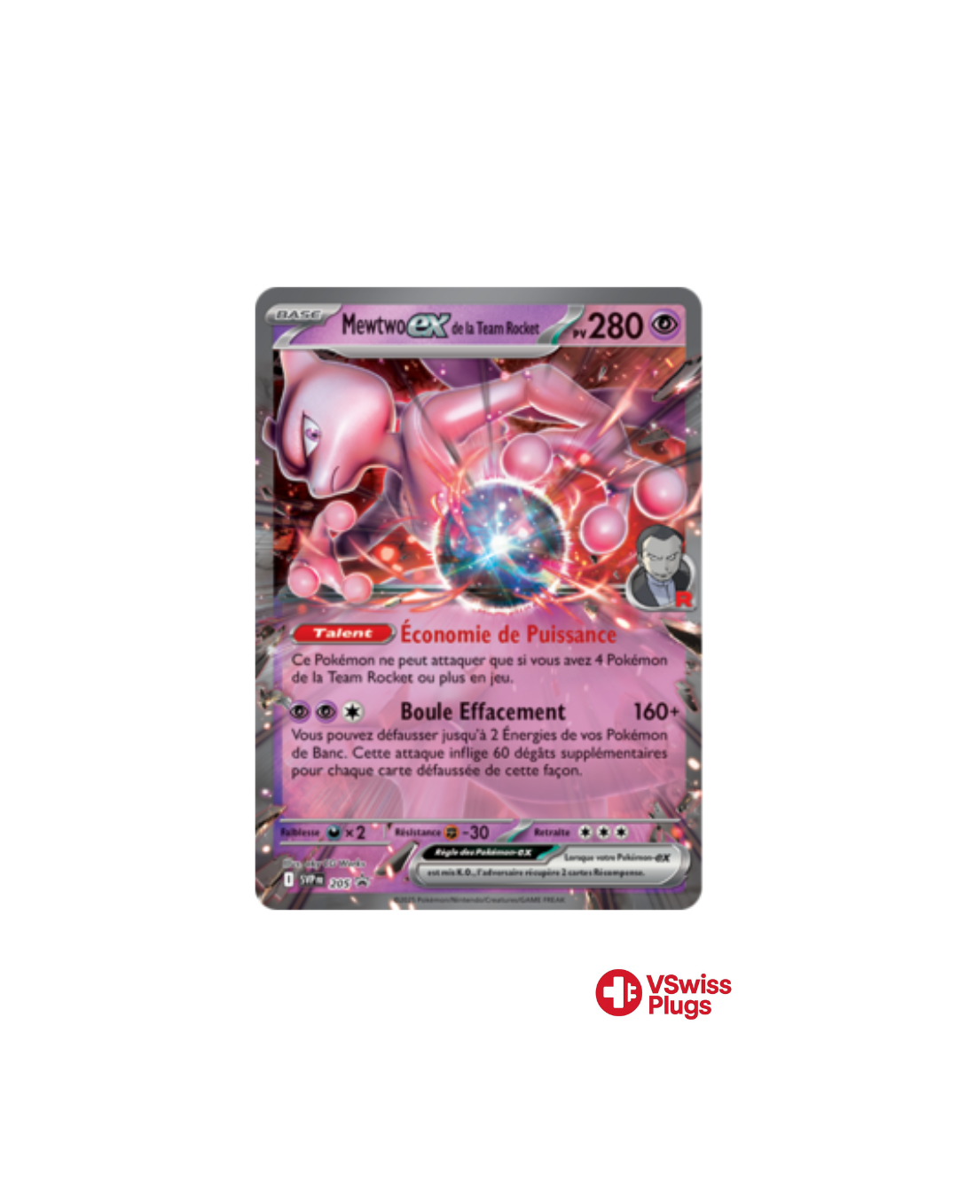 Mewtwo EX de la Team Rocket 205 (FR)